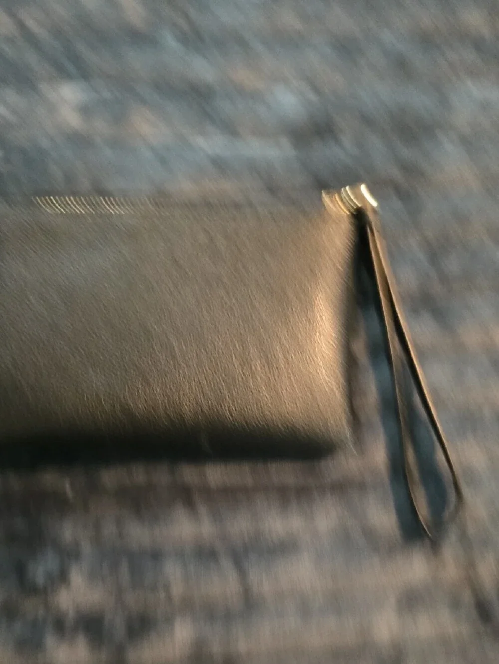 Coach Black Leather Wristlet with Gold Logo